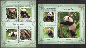 Guinea 2017 Pandas sheet + S/S MNH