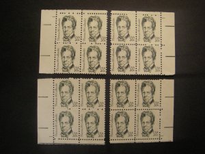 Scott 1861, 20c Thomas H Gallaudet, PB4 #1 x4, Matched Set, MNH Great Americans