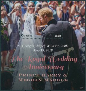 Guyana 2021 MNH Royalty Stamps Prince Harry & Meghan Royal Wedding Anniv 1v S/S