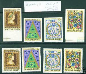HUNGARY MAGYAR  Scott B279-82 Perf and Imperf sets