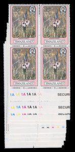 Swaziland #346-360 Cat$45.80, 1980 Flowers, complete set in bottom margin blo...