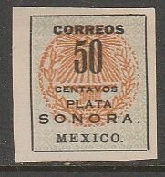 MEXICO 413, 50¢ SONORA ANVIL SEAL WITH PLATA, NG (AS ISSUED). VF.