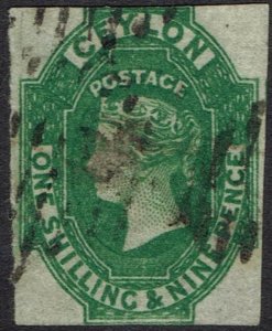 CEYLON 1857 QV 1/9 IMPERF USED