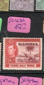 GAMBIA (PP3012B)  KGVI  1 1/2D ELEPHANT  SG 152A   MOG 