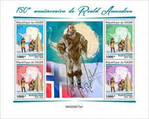 NIGER - 2022 - Roald Amundsen - Perf 4v Sheet - Mint Never Hinged