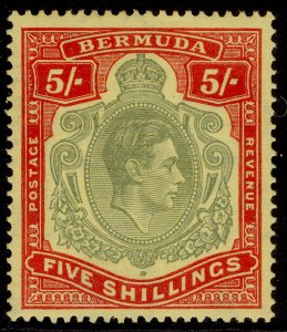 BERMUDA GVI SG118e, 5s green & red/pale yellow, LH MINT. Cat £50.