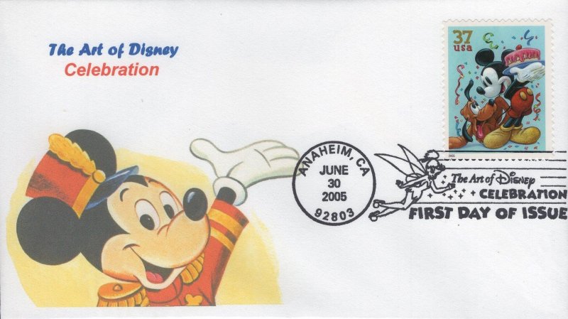 Set of 4 Jack Ginsburg FDCs for the 2005 The Art of Disney: Celebration Stamps