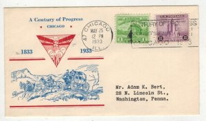 1933 CHICAGO WORLD'S FAIR & FORT DEARBORN 728/729-27A ON 1 ADAM BERT TO HIM