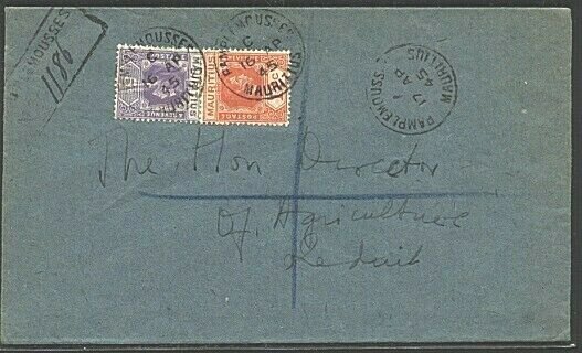 MAURITIUS 1945 local registered cover ex PAMPLEMOUSSEES....................19278