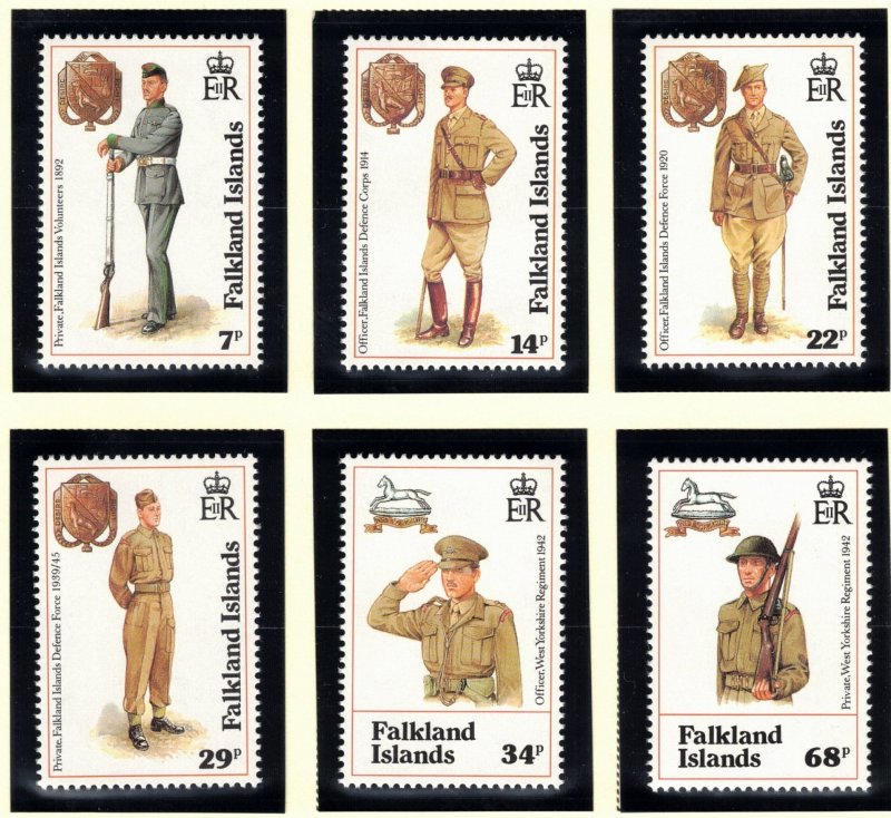 FALKLAND ISLANDS 1992 Defence Force; Scott 562-67, SG 665-70; MNH