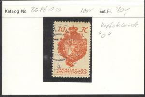 LIECHTENSTEIN, DEFINITIVES 1920,  INVERTED \0\ VFU