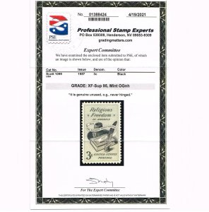 EXCEPTIONAL GENUINE SCOTT #1099 MINT PRISTINE OG NH PSE CERT GRADED XF-SUPERB-95