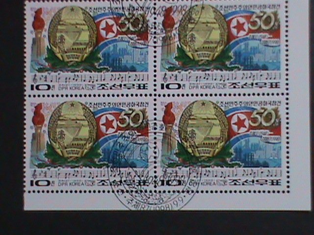 ​KOREA-1998 SC# 3769 50TH ANNIVERSARY OF KOREA DPR- FANCY CANCEL BLOCK VF OG