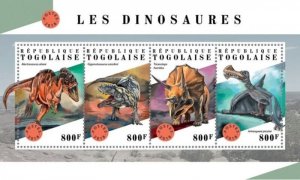 Togo - 2018 Dinosaurs on Stamps - 5 Stamp Sheet - TG18306a