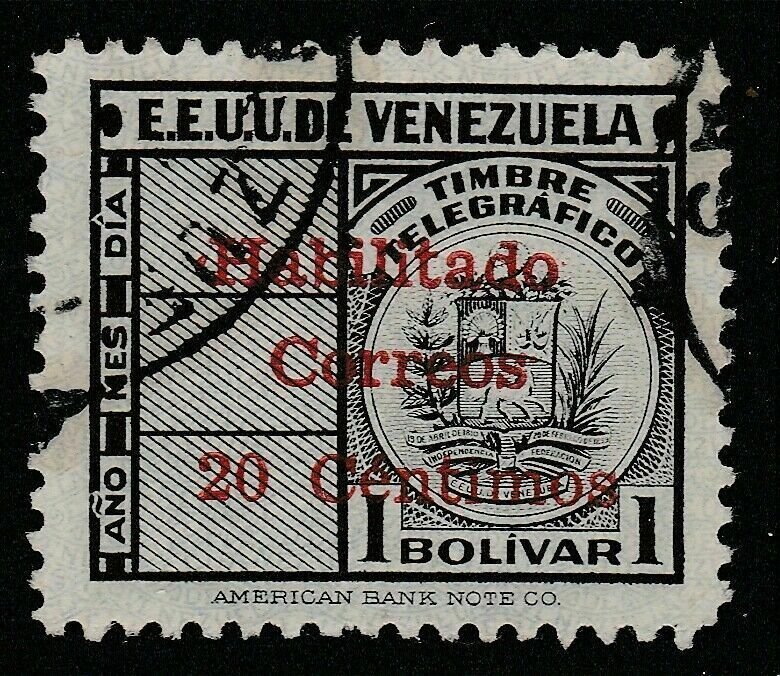 1951 Venezuela surch 20c on 1b used South America A4P53F69-