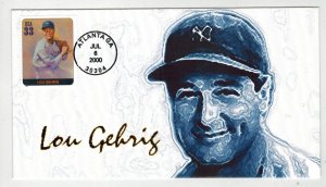 LEGENDS OF BASEBALL FDC 3408T LOU GEHRIG SCARCE GSCC GOLD EDITION 25 Made