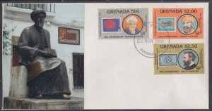 GRENADA Sc #1338-40.2 FDC 40th ANN of the UNITED NATIONS with FAMOUS PEOPLE