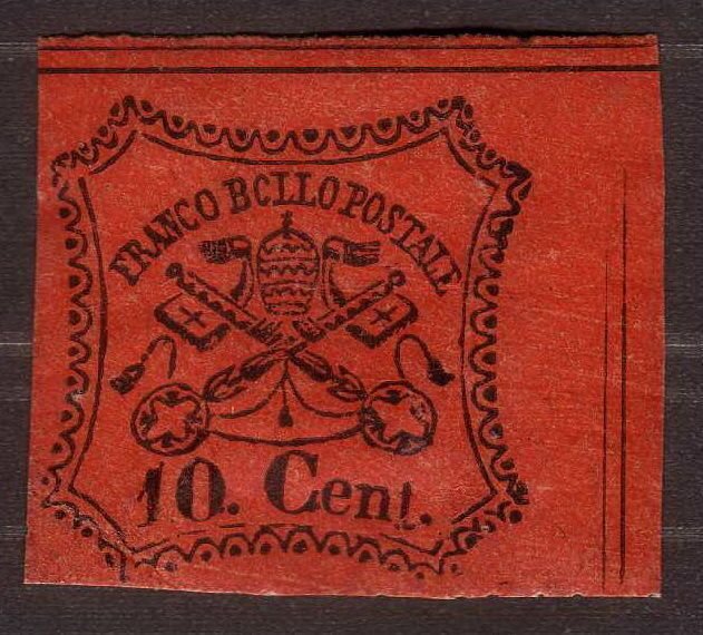 1867 Italian Papal / Roman States Italy 10c, MH, Sc 15