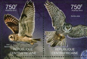 Owls Stamp Asio Flammeus Asio Otus Strix Varia S/S MNH #3636 / Bl.942