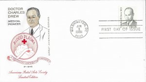 1981 FDC, #1865, 35c Charles R. Drew, 3 diff. cachets