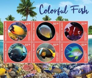 Marshall Islands 2019 - Colorful Fish - Sheet of 6 stamps - Scott #1228 - MNH