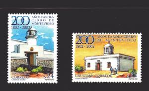 2002 Montevideo Hill lighthouse Bicent. military fortress URUGUAY Sc#1950-1 MNH 