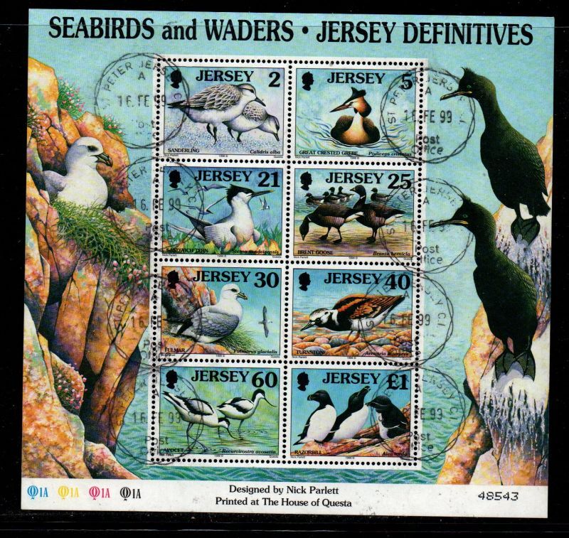 Jersey Sc 832a 1998 Seabirds & Waders stamp sheet used Europe