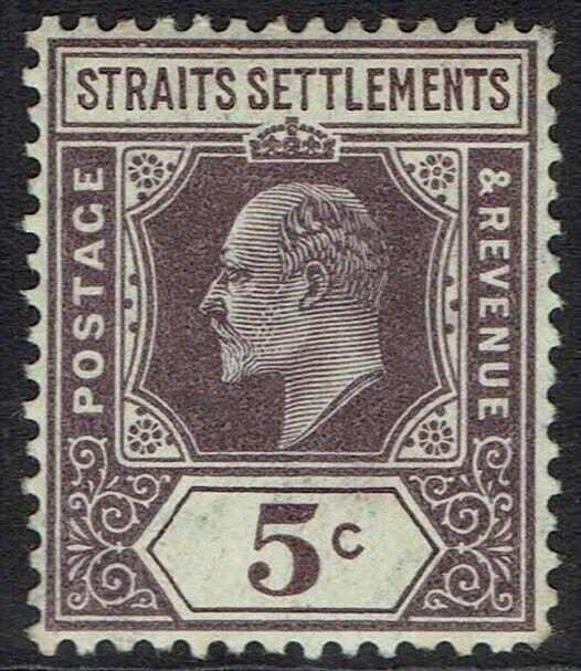 STRAITS SETTLEMENTS 1904 KEVII 5C WMK MULTI CROWN CA 