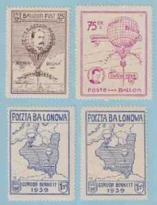 POLAND 1939 GORDON BENNETT BALLON POST SET OF 3 + 1 MINT NEVER HINGED OG ** M565