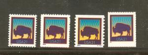 US Scott # 3467, 3468, 3475 & 3484  Bison Set of 4 MNH 