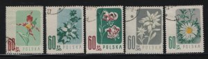 POLAND, 781-785, (5)SET, USED, 1957, FLOWERS