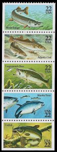 PCBstamps   US #2205/2209a Bk Pane $1.10(5x22c)Fish, MNH, (3)