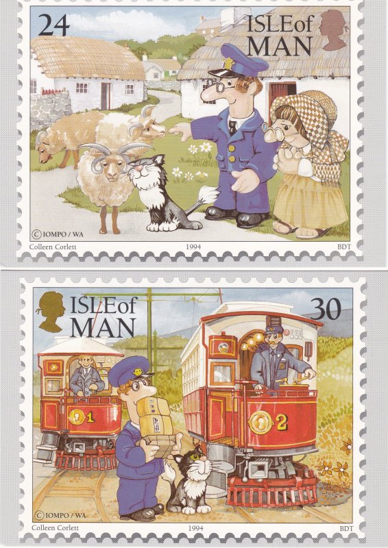 Isle of Man # 608-613, Postman Pat & His Cat, Maxi Cards, Unused