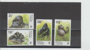 Zaire  Scott#  1638-1641  MNH  (2002 Gorilla)