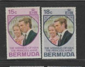 BERMUDA #302-306 1973 PRINCESS ANNE WEDDING MINT VF NH O.G