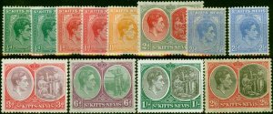 St Kitts & Nevis 1938-50 Set of 12 to 2s6d SG68-76 Fine MM CV £114