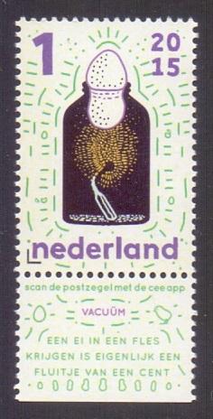Netherlands 2015 MNH discover science 1euro  vacuum tab bottom  #