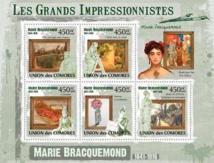 COMORES 2009 SHEET MARIE BRACQUEMOND IMPRESSIONISTS ART PAINTINGS cm9315a