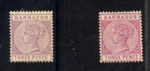 Barbados Scott 63, 63a Mint hinged (Catalog Value $130.50) - [T0820]