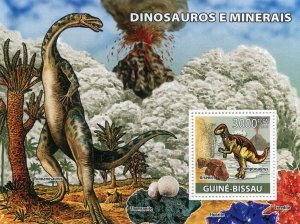 Guinea Bissau 2008 DINOSAURS & MINERALS s/s Perforated Mint (NH)