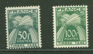 France #J91-J92 Mint (NH) Single