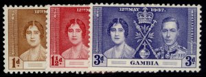 GAMBIA GV SG147-149, 1937 CORONATION set, M MINT.