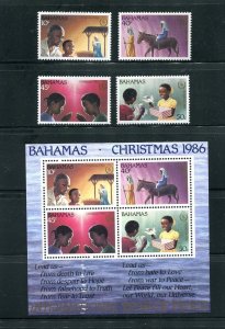 Bahamas 521 - 624, 624a Christmas Stamp Set and Sheet MNH 1986