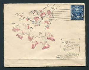 1903 Hand Drawn Birds - Los Angeles, California to Holyhead, North Wales Ireland