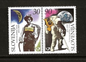 Slovenia Sc 351-2 NH of 1999 - Postal History - Postman - Astronaut on Moon