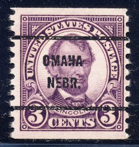 Omaha NE, 600-61 Bureau Precancel, 3¢ coil Lincoln