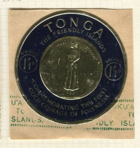 TONGA; 1963 early Gold Coinage special issue 11d. fine used ON PIECE