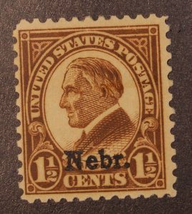 Scott 670 - 1.5 Cents Harding - OG MH - Nebraska Overprint - SCV - $3.00