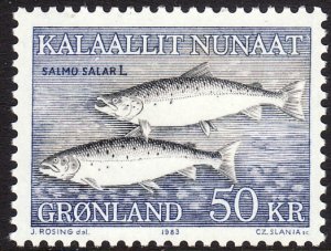 1981 - 1986 Greenland Salmo salar fish 50 Krone issue MNH Sc# 141 CV $18.00