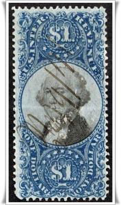 R118 $1.00 Second Issue Documentary Stamp (1871) Used